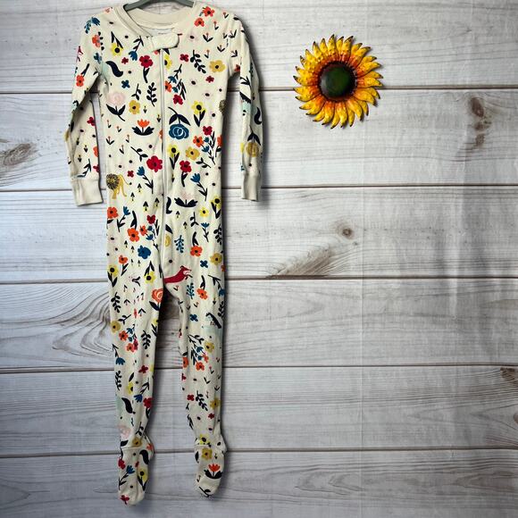 Hanna Andersson Floral Print Organic Cotton Footed Pajamas Size 3T - Picture 1 of 2